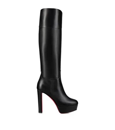 Christian Louboutin Loo Botta Alta Leather Knee-high Boots 130 In Black