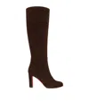 Christian Louboutin Loo Botta Suede Knee-high Boots 85 In Brown