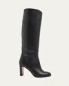 Christian Louboutin Cl In The 90s Leather Knee-high Boots 80 In Black