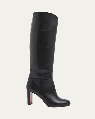 CHRISTIAN LOUBOUTIN LOO LEATHER RED SOLE KNEE BOOTS