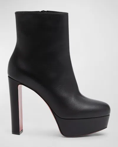 CHRISTIAN LOUBOUTIN LOO LEATHER RED SOLE PLATFORM BOOTIES