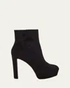 Christian Louboutin Loo Suede Red Sole Ankle Booties In Black