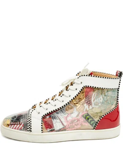 Pre-owned Christian Louboutin Lou Pik Pik Orlato Hi-top Sneakers In White