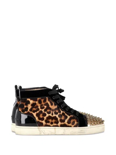Pre-owned Christian Louboutin Lou Spike Orlato High-top Sneakers In Black