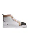 Christian Louboutin Lou Spikes Leather Sneakers In White
