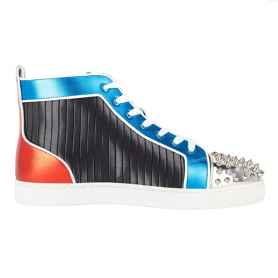 Christian Louboutin Lou Spikes Orlato Flat 'pleated Metallic' In Multi