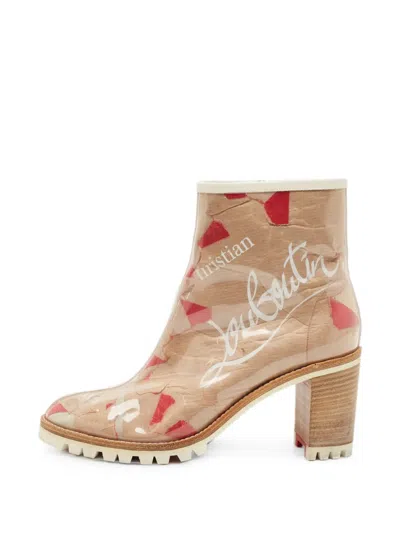 Pre-owned Christian Louboutin Loubi Ankle Boots In Neutral