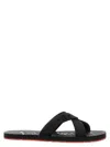 Christian Louboutin Loubi Cross Rubber Slides In Black