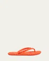 Christian Louboutin Loubi Donna Spike Red Sole Flip Flops In Orange