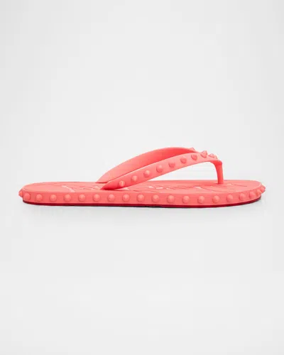 Christian Louboutin Loubi Donna Spike Flip Flops In Pink