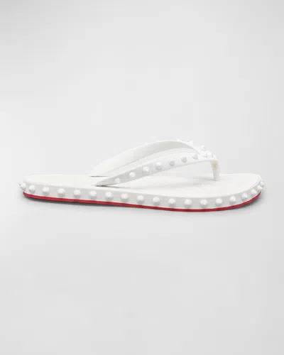 CHRISTIAN LOUBOUTIN LOUBI DONNA SPIKE RED SOLE FLIP FLOPS
