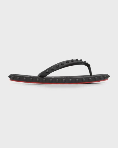 CHRISTIAN LOUBOUTIN LOUBI DONNA SPIKE RED SOLE FLIP FLOPS