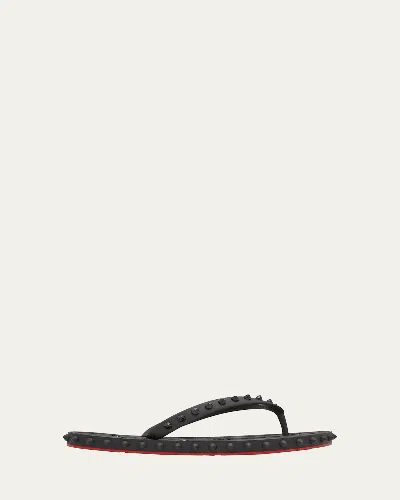 CHRISTIAN LOUBOUTIN LOUBI DONNA SPIKE RED SOLE FLIP FLOPS
