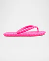 Christian Louboutin Loubi Donna Spike Red Sole Flip Flops In Pink