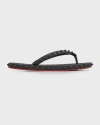 Christian Louboutin Loubi Donna Spike Red Sole Flip Flops In Pollen