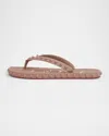 Christian Louboutin Loubi Donna Spike Red Sole Flip Flops In Pink