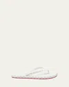 Christian Louboutin Loubi Donna Spike Red Sole Flip Flops In White