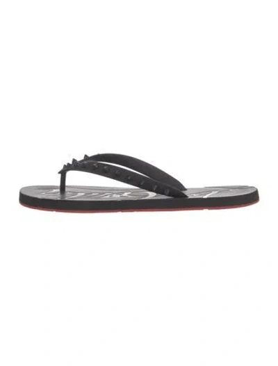 Pre-owned Christian Louboutin Loubi Flip Flap Spike Accents Flip Flops In Black