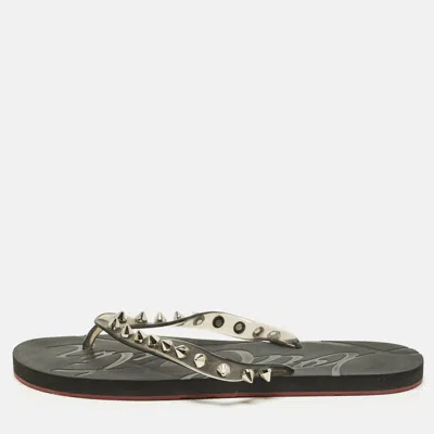 Pre-owned Christian Louboutin Loubi Flip Size 41 Transparent Rubber Thong Flats