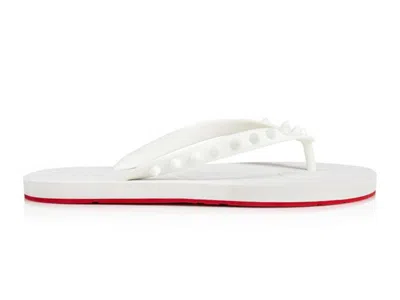 Pre-owned Christian Louboutin Loubi Flip Slide (women's) Sneakers In White