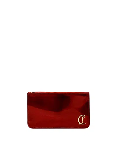 Christian Louboutin Loubi Patent Leather Loubi54 Zipped Cardholder In Burgundy