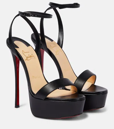 Christian Louboutin Loubi Queen Alta 150 Leather Platform Sandals In Black
