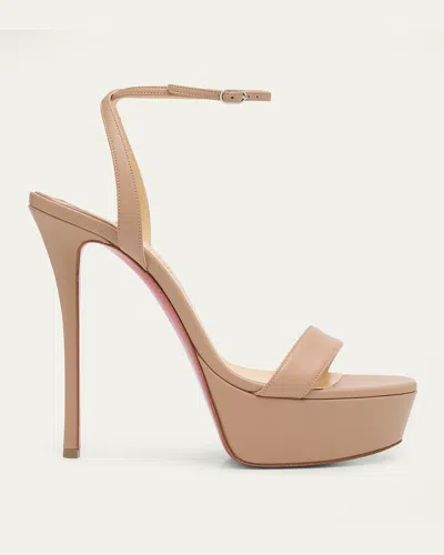 Christian Louboutin Loubi Queen Red Sole Platform Sandals In Pkia Blush