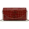 Christian Louboutin Loubi54 Alligator Embossed Leather Wallet On A Chain In 7023 Acajou/acajou