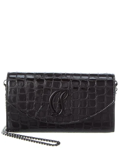 Christian Louboutin Loubi54 Alligator-embossed Leather Wallet On Chain In Black