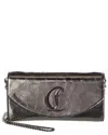 Christian Louboutin Loubi54 Metallic Leather Wallet On Chain In Silver