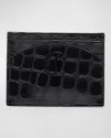 Christian Louboutin Loubi54 Card Holder In Alligator Embossed Leather In Black