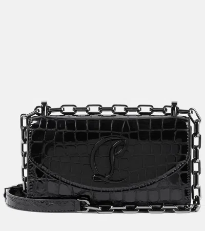 CHRISTIAN LOUBOUTIN LOUBI54 CROC-EFFECT LEATHER SHOULDER BAG