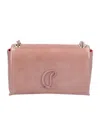 Christian Louboutin Crinkle Patent Shoulder Bag With Adjustable Gold Chain In Pink