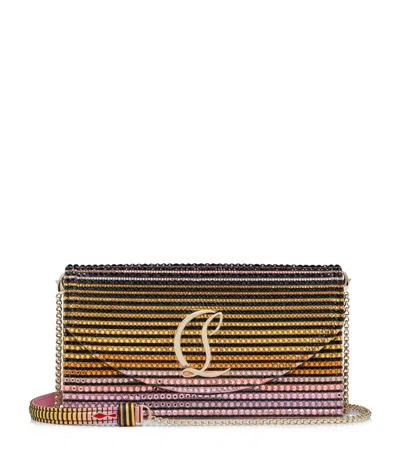 Christian Louboutin Loubi54 Crystal-adorned Clutch Bag In 6395 Ivory/ Multi/ Gold
