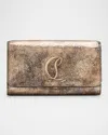 Christian Louboutin Loubi54 Embossed Metallic Leather Wallet On Chain