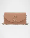 Christian Louboutin Loubi54 Flap Patent Leather Clutch Bag In Silver