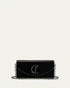 Christian Louboutin Loubi54 Flap Patent Leather Clutch Bag In Blackgun Metal