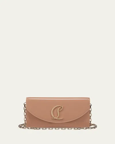 Christian Louboutin Loubi54 Flap Patent Leather Clutch Bag In Blush/silver