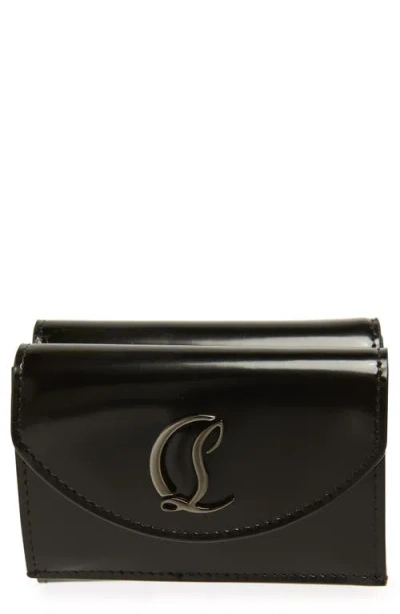 Christian Louboutin Loubi54 Leather Compact Wallet In Black/gun Metal