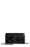 Christian Louboutin Loubi54 Leather Wallet On A Chain In Black/gun Metal