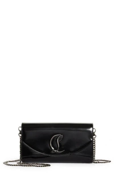 Christian Louboutin Loubi54 Leather Wallet On A Chain In Black/gun Metal