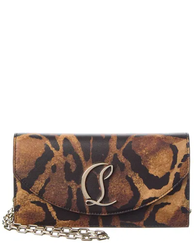 Christian Louboutin Loubi54 Leather Wallet On Chain In Brown