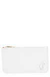 Christian Louboutin Loubi54 Leather Zip Card Case In W240 Bianco/bianco