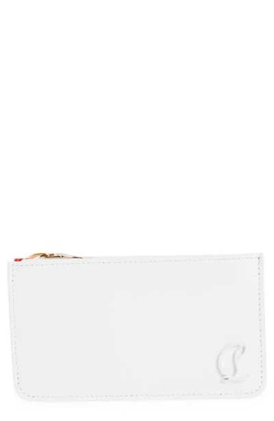 Christian Louboutin Loubi54 Leather Zip Card Case In W240 Bianco/bianco
