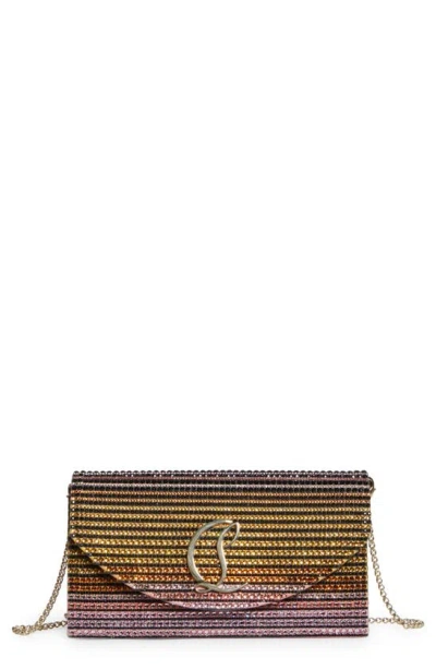 Christian Louboutin Loubi54 Ombré Crystal Embellished Clutch In 6395 Ivory/ Multi/ Gold