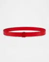 Christian Louboutin Loubi54 Reversible Belt In Patent And Smooth Leather In Red