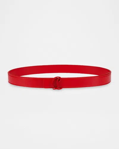 Christian Louboutin Loubi54 Reversible Belt In Calf Leather In Red