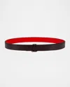 Christian Louboutin Loubi54 Reversible Belt In Calf Leather In Red