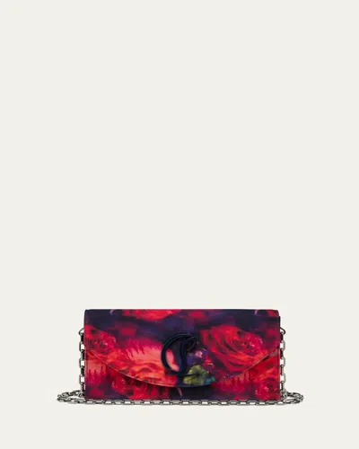 Christian Louboutin Loubi54 Rose-print Satin Clutch Bag In Multi/navy