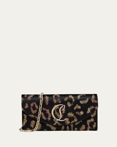 Christian Louboutin Loubi54 Shimmering Velvet Clutch Bag In Brown